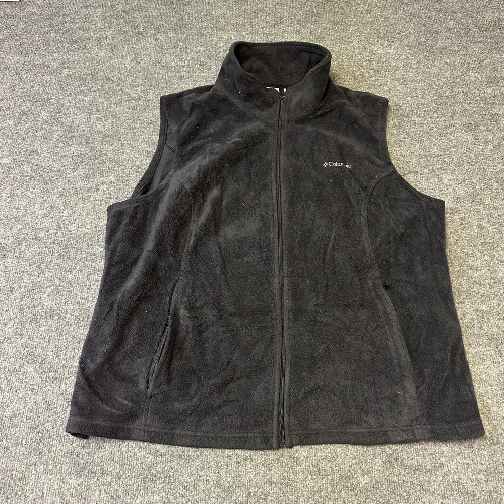 Columbia Fleece Vest Womens Size 2X Black Full Zip Mock Neck Outdoor Layer